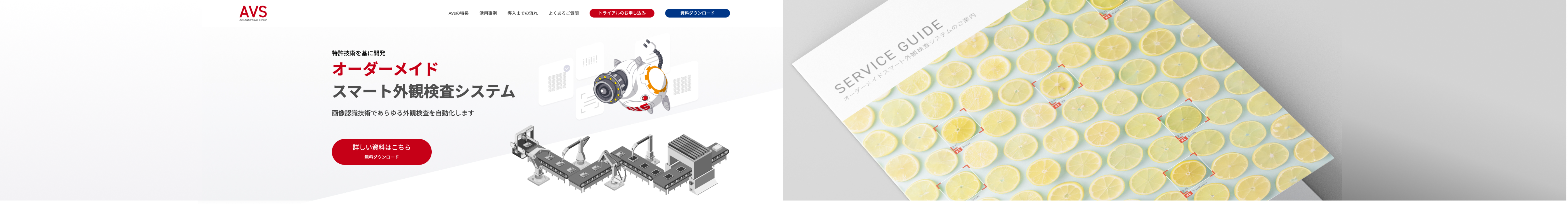 外観検査システム ランディングページ・パンフレット制作の画面キャプチャ